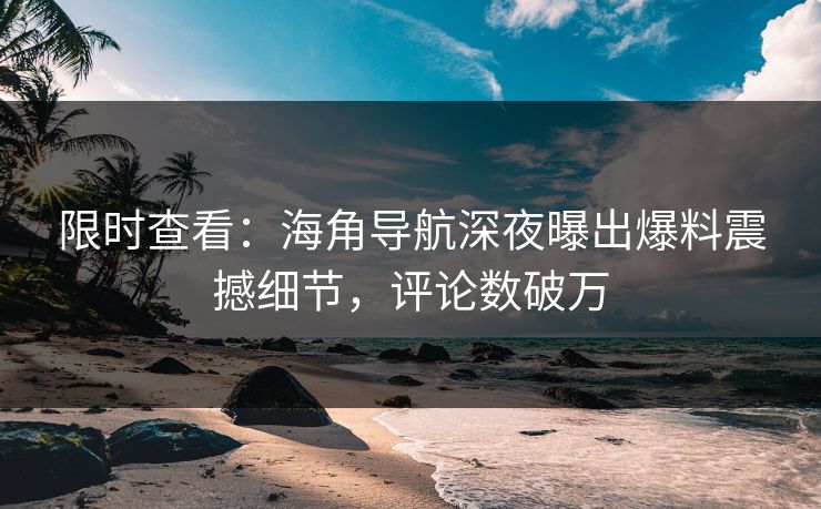 限时查看：海角导航深夜曝出爆料震撼细节，评论数破万