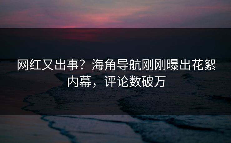 网红又出事？海角导航刚刚曝出花絮内幕，评论数破万
