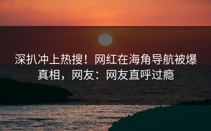 深扒冲上热搜！网红在海角导航被爆真相，网友：网友直呼过瘾