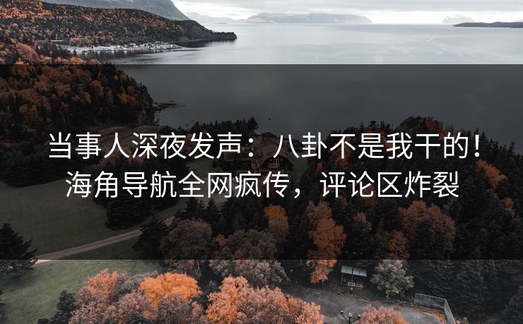 当事人深夜发声：八卦不是我干的！海角导航全网疯传，评论区炸裂