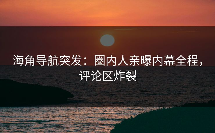 海角导航突发：圈内人亲曝内幕全程，评论区炸裂