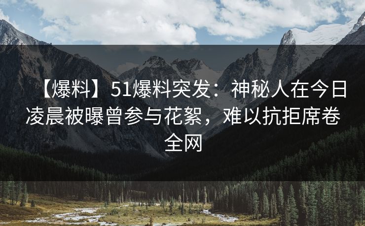 【爆料】51爆料突发：神秘人在今日凌晨被曝曾参与花絮，难以抗拒席卷全网