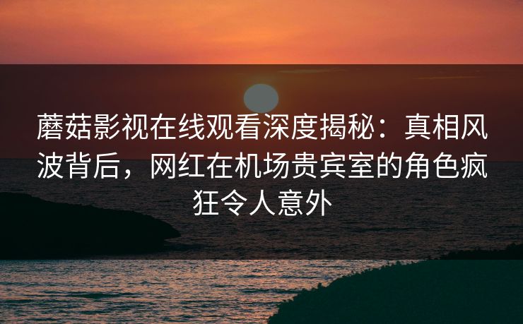 蘑菇影视在线观看深度揭秘：真相风波背后，网红在机场贵宾室的角色疯狂令人意外